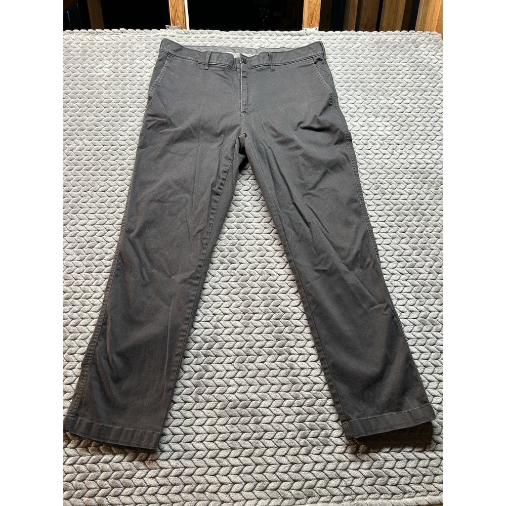 Cremieux Mens 38x30 Gray Flat Front Stretch Chino Pants Casual Golf Dress